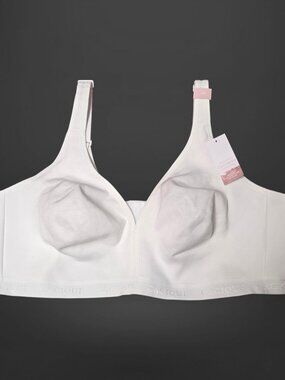 Cacique Lane Bryant Cotton Unlined Full Coverage No Wire White Bra 52D